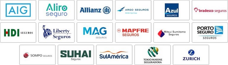 aig,aliro,allianz, argo protector,azul, bradesco, hdi, liberty, mag,mapfre, mitsui, portoseguro, sompo, suhai, tokio, zurick